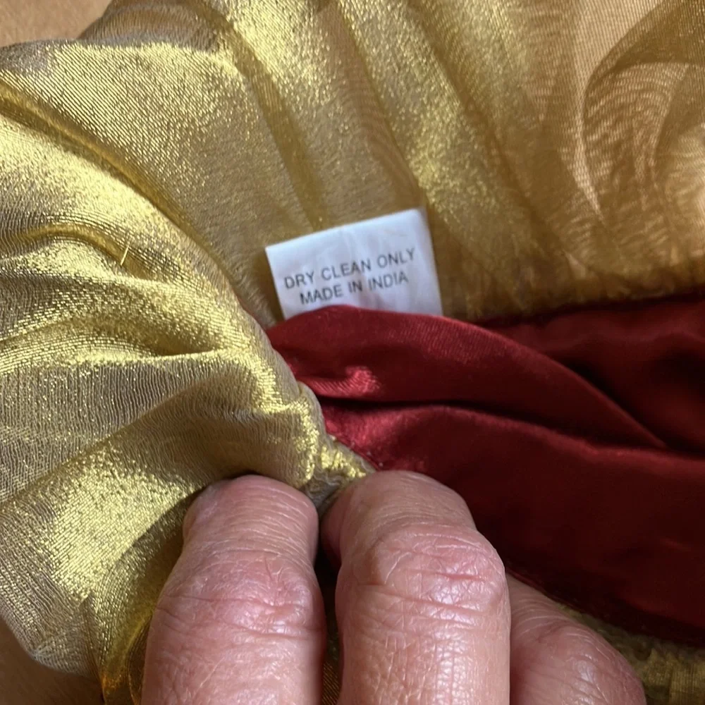 Gold Renaissance Lurex Velvet Bells Christmas Stocking Nantucket Dist. Co. NWOT